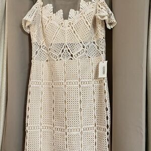Soieblu Cream Crochet Midi Dress